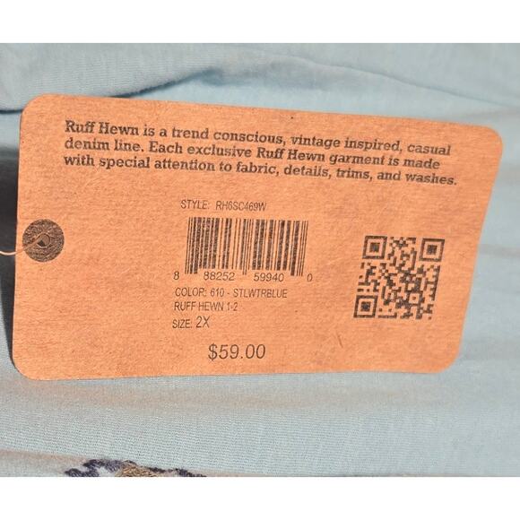 Ruff Hewn Tunic Shirt Boho Hippie Top Embroidered Blue Peasant Blouse Sz 2X NWT - Picture 5 of 8